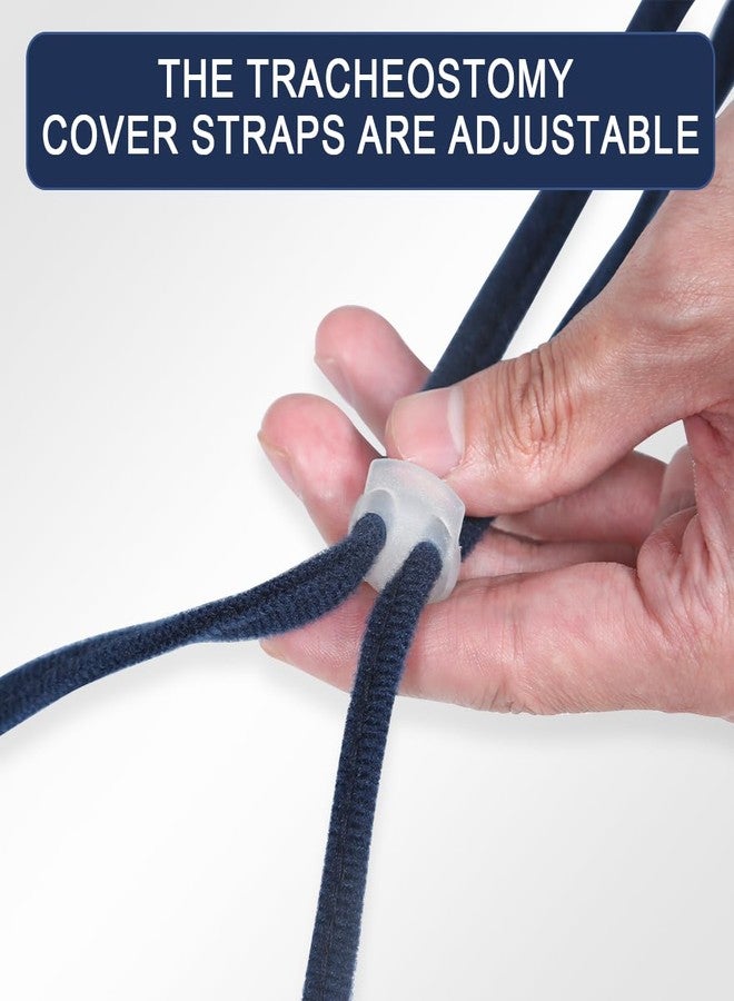 EHUSPU Tracheostomy Neck Stoma Cover,Breathable Laryngectomy Cover for Tracheotomy Care,Tracheal Care Supplies-Adjustable Neck Trachea Protector (Navy-3PCS, Large) - Image 5